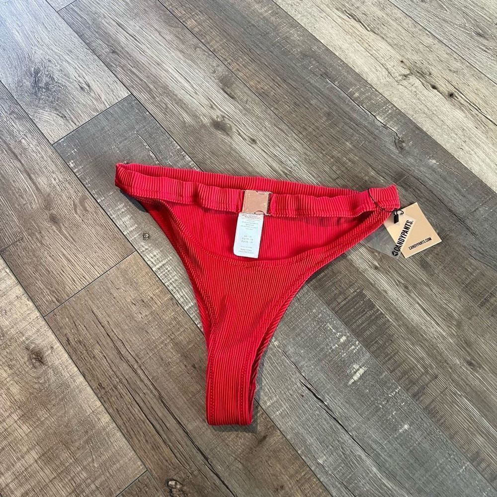 Candypants rib buckle bikini bottom in red size 6